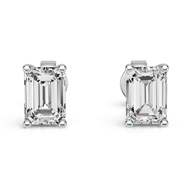 18K白金 培育钻耳钉 0.65ct*2