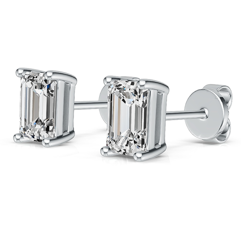 18K白金 培育钻耳钉 0.65ct*2 - 图片 2